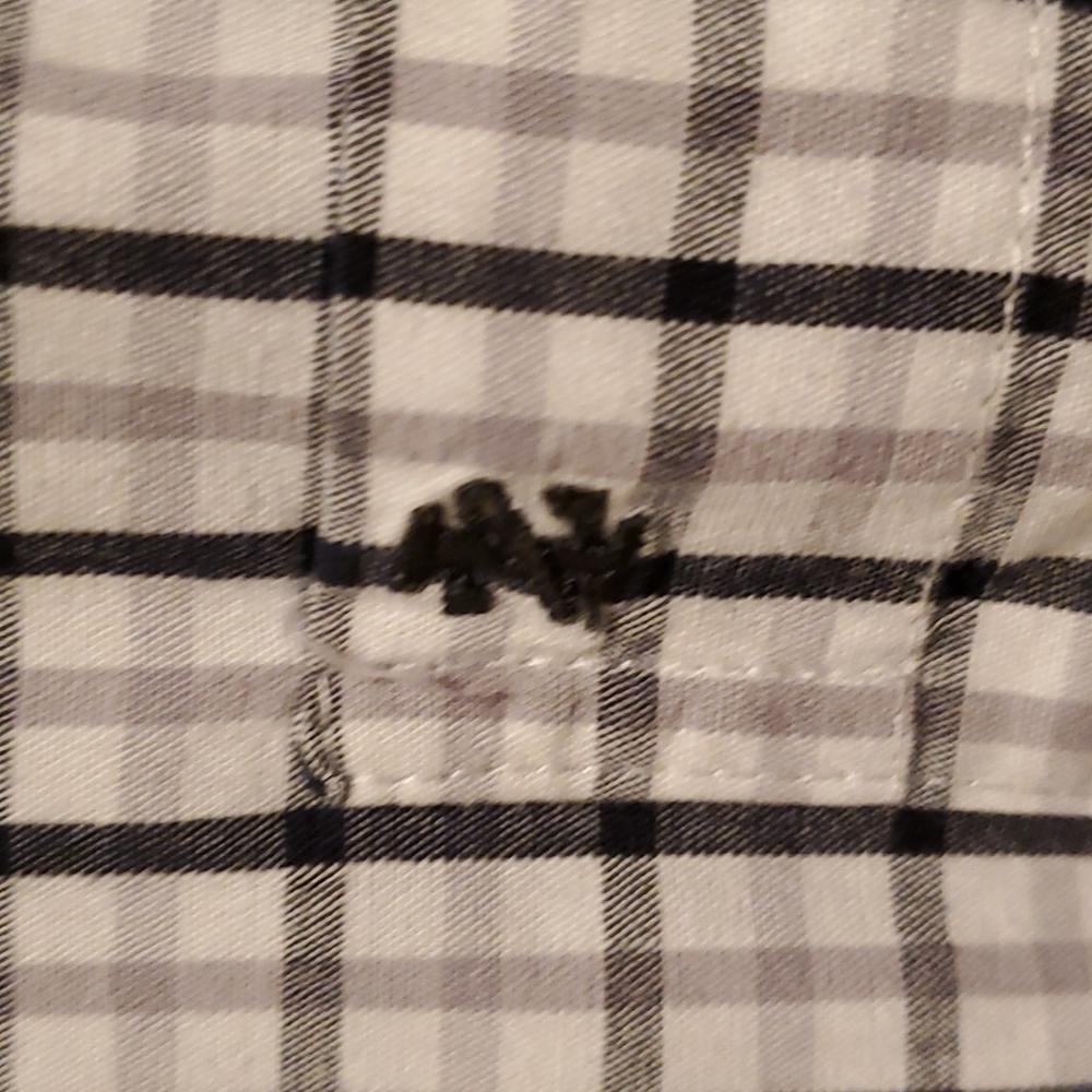 IZOD Button Down Men's Navy Blue/Gray Plaid White Long Sleeve - Size XL - Picture 3 of 8